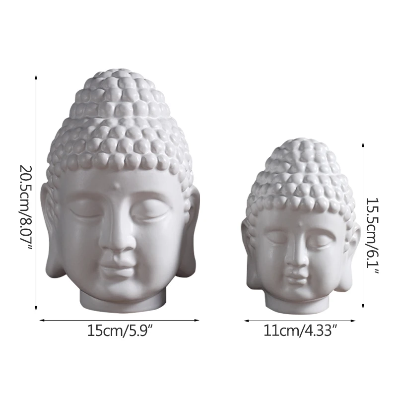 

Chinese Buddha Head Statue Home Decoration Ornament Ceramic Figurines TV Cabinet Decor Home Decoration Accessories
