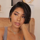 Короткие прямые парики из человеческих волос с вырезами фея, парики T-Part, прозрачный парик на сетке, предварительно выщипанные прямые парики 13x4 на сетке