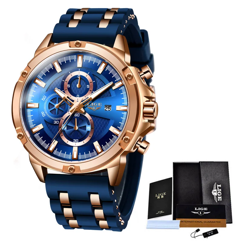 

Watch Men 2020 New Blue Sport Watches For Men Business Silicone strap Quartz Clock Male Waterproof Chronograph Relogio Masculino