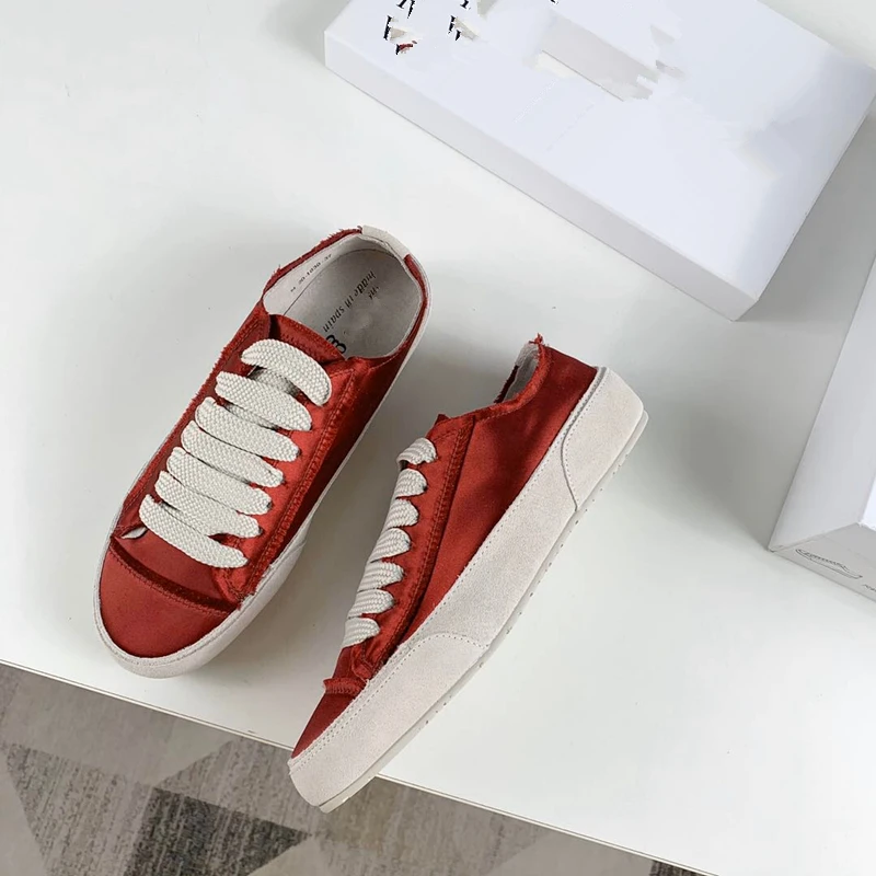 

Withered ins fashion blogger high street vintage silk satin comfort colorful women shoes sneakers women shoes woman plus size
