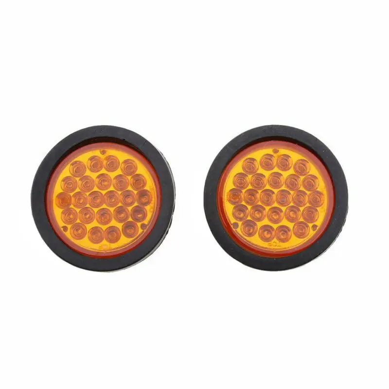 

2pcs Super Bright 12V 12W 24LED Amber 4Inch Round Stop Tail Turn Signal Light Truck Tractor Trailer Watertight Sealed Decoration