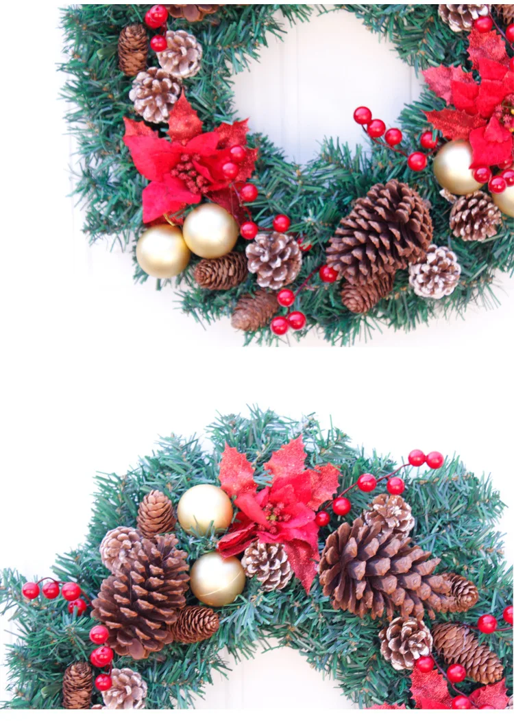 

Pine Cone 50cm Holiday Ornaments Artificial Flowers Welcome Wreath Door Ornaments Christmas Party Wedding Home Decoration