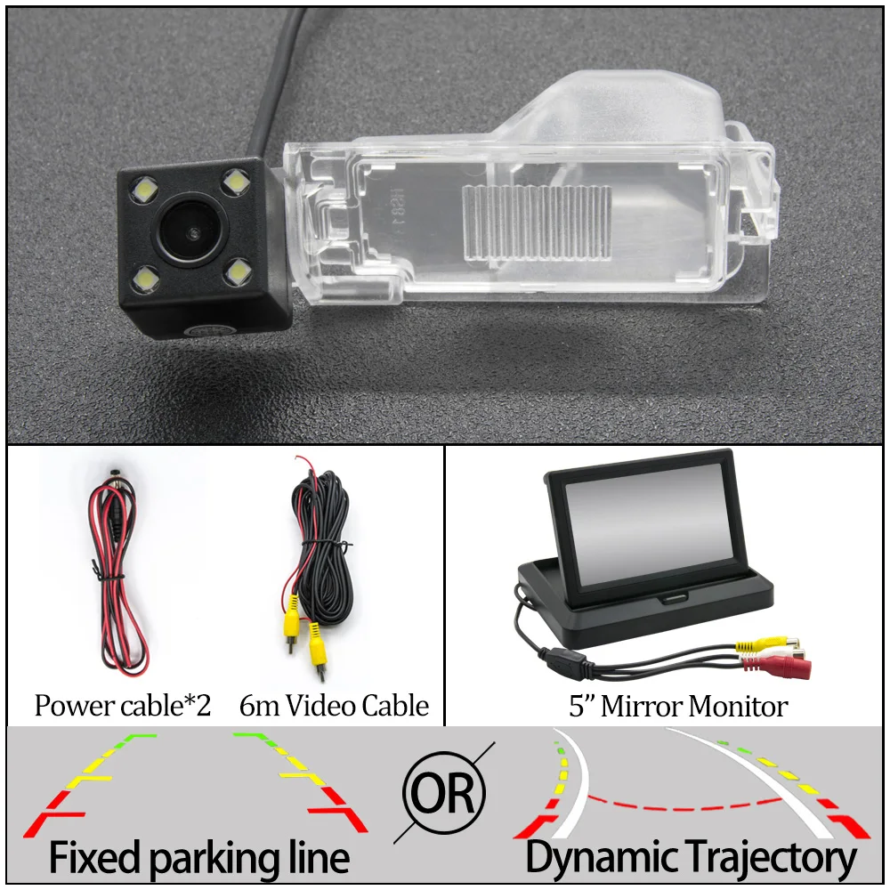 4LED N 5 in Foldable Для Ford Escape 2008-2012/Explorer U251 2006-2010/Edge U387~ Автомобильная фиксированная или динамическая траектория камера заднего вида - Название цвета: 4LED N 5 in Foldable