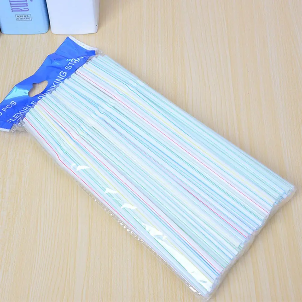 100 шт./пакет Классическая одноразовые полосатый пластиковые соломинки для питья