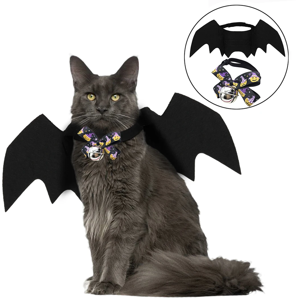 2019 Новый Хэллоуин для домашней собаки костюмы крылья летучей мыши вампир черный
