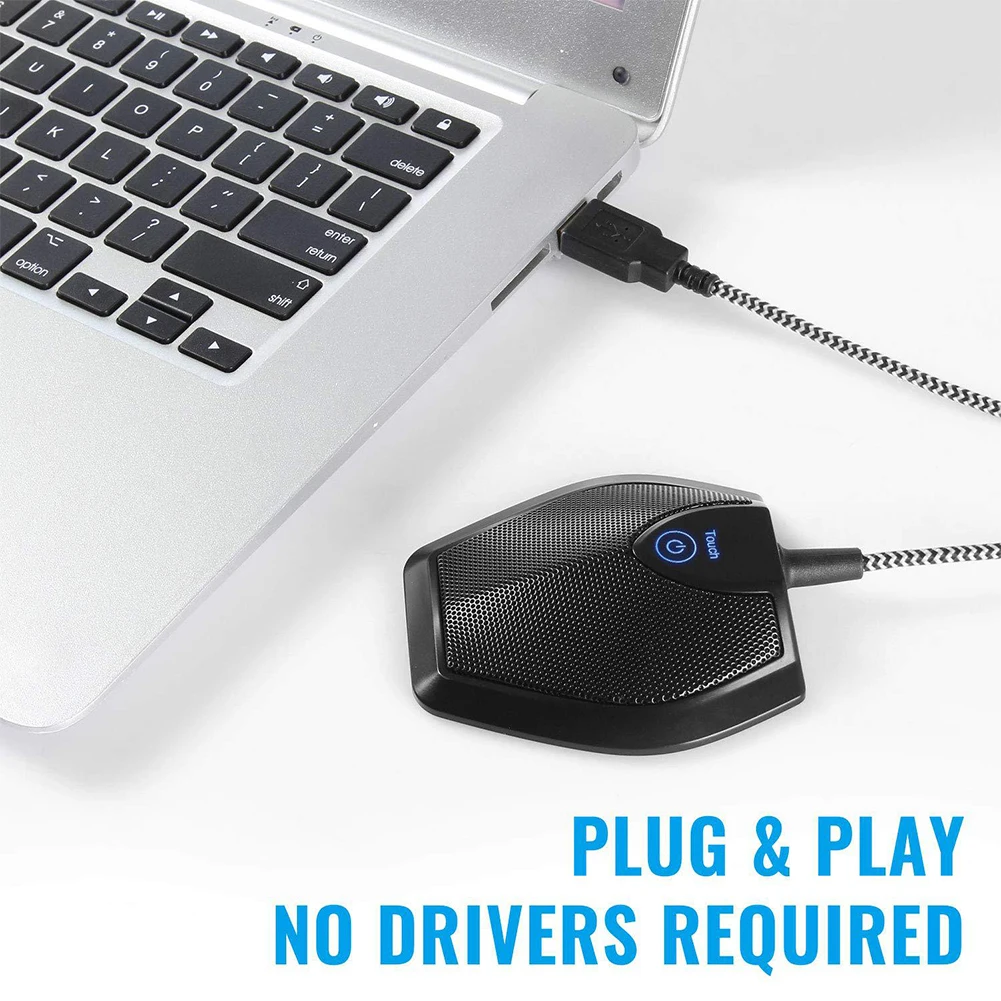 Портативный Легкий Настольный конденсаторный USB микрофон с сенсорной бесшумной