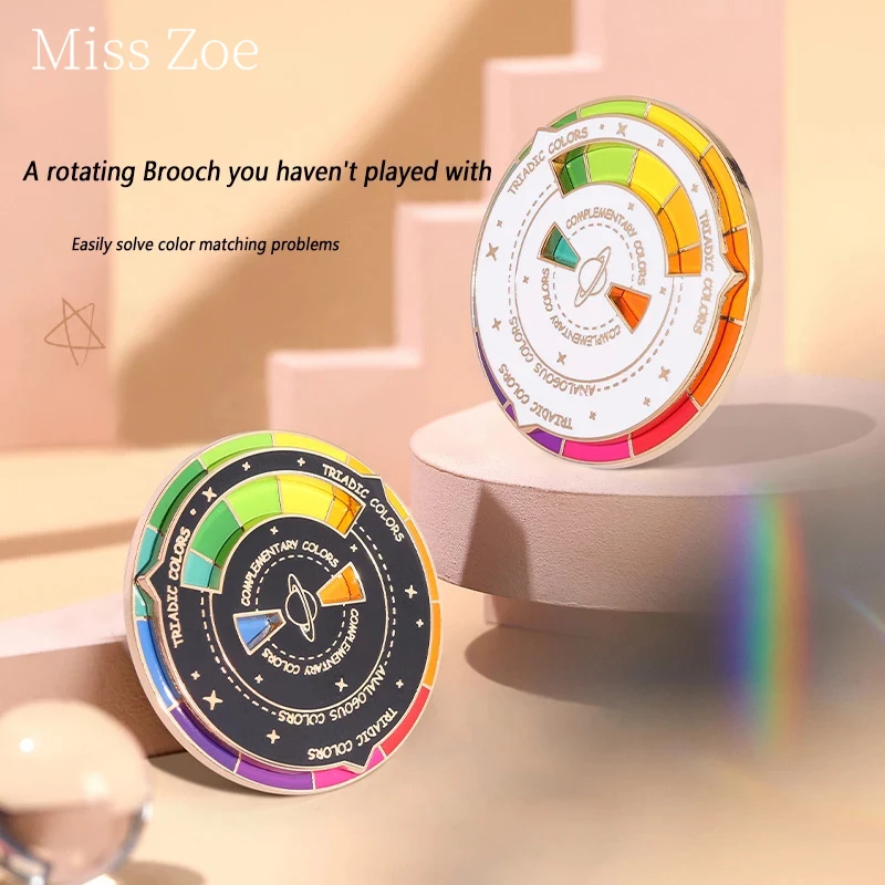 

Multicolor Selection Rotatable Palette Enamel Pins With The Color Brooch Turntable Badges Jewelry Gift For Art Student Friends