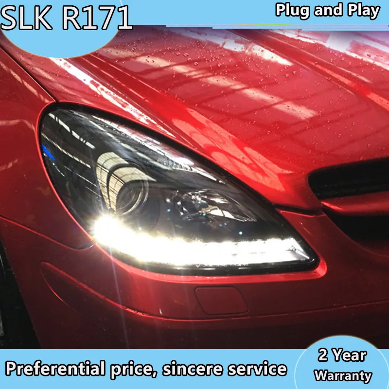 Автостайлинг для Mercedes-Benz SLK R171 SLK200 SLK350 SLK500 светодиодные фары 1996-2003 с ангельскими