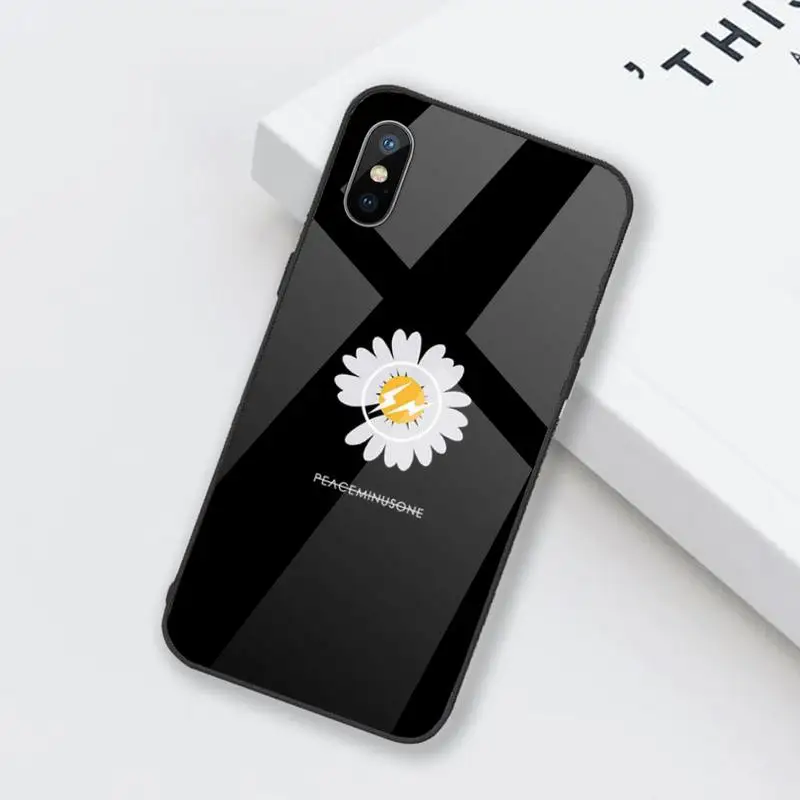 

Black White Flower Daisy Phone Case Tempered glass For iphone 6 6S 7 8 plus X XS XR 11 12 mini PRO MAX