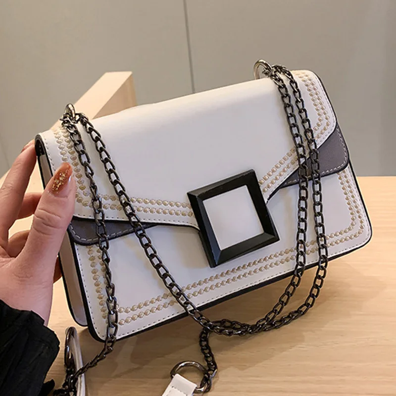 

Patchwork PU Leather Crossbody Bags For Women Brand Designer Solid Color Simple Fashion Shoulder Bag Lady Luxury Small Handbags