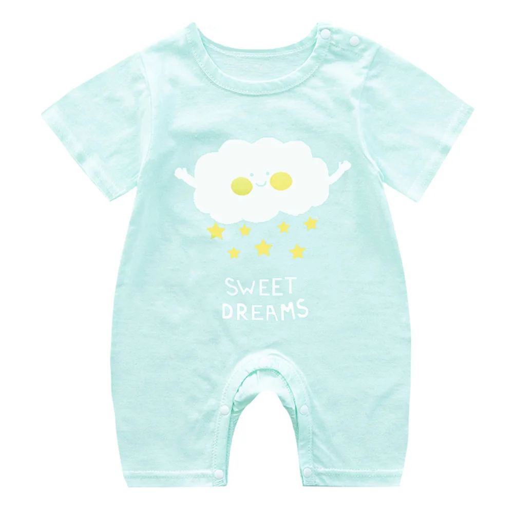 

2021 new baby jumpsuit one-piece cartoon pattern animal print pattern short-sleeved jumpsuit baby summer leisure boys and girls