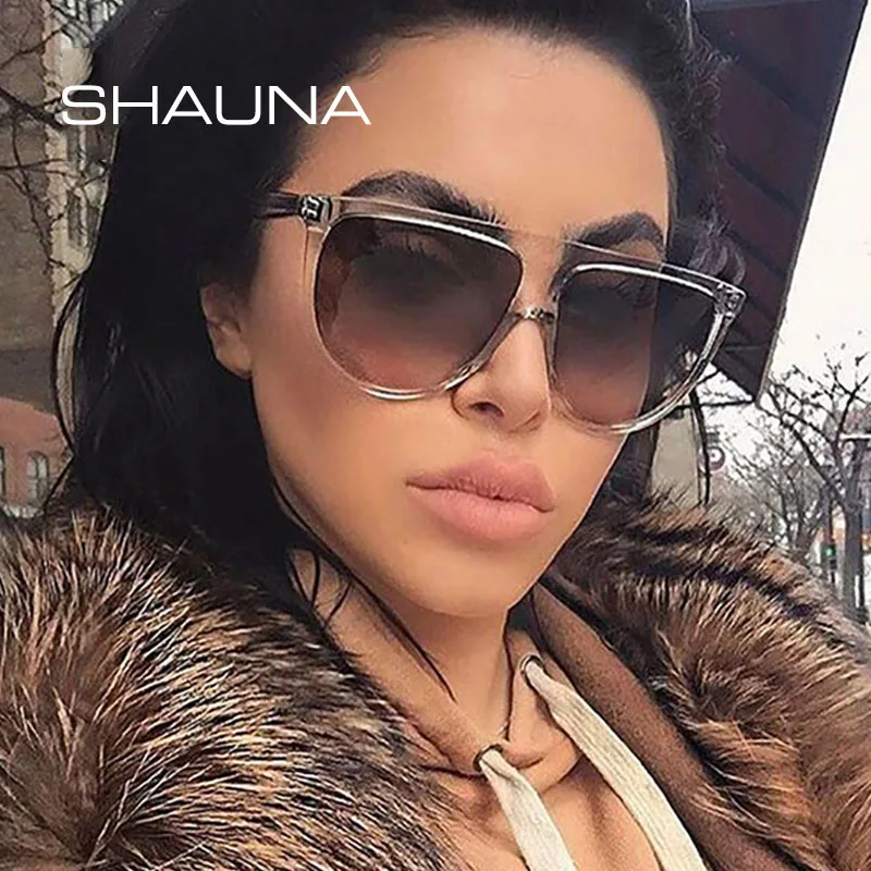 Женские и женские солнцезащитные очки SHAUNA 13 цветов большие с плоским верхом