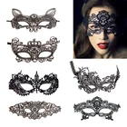 Sexy Cosplay Costumes Hot Erotic Lingerie Female Women Ladies Girls Black Lace Eye Mask Hollow Out Nightclub Party Mask 23pcs