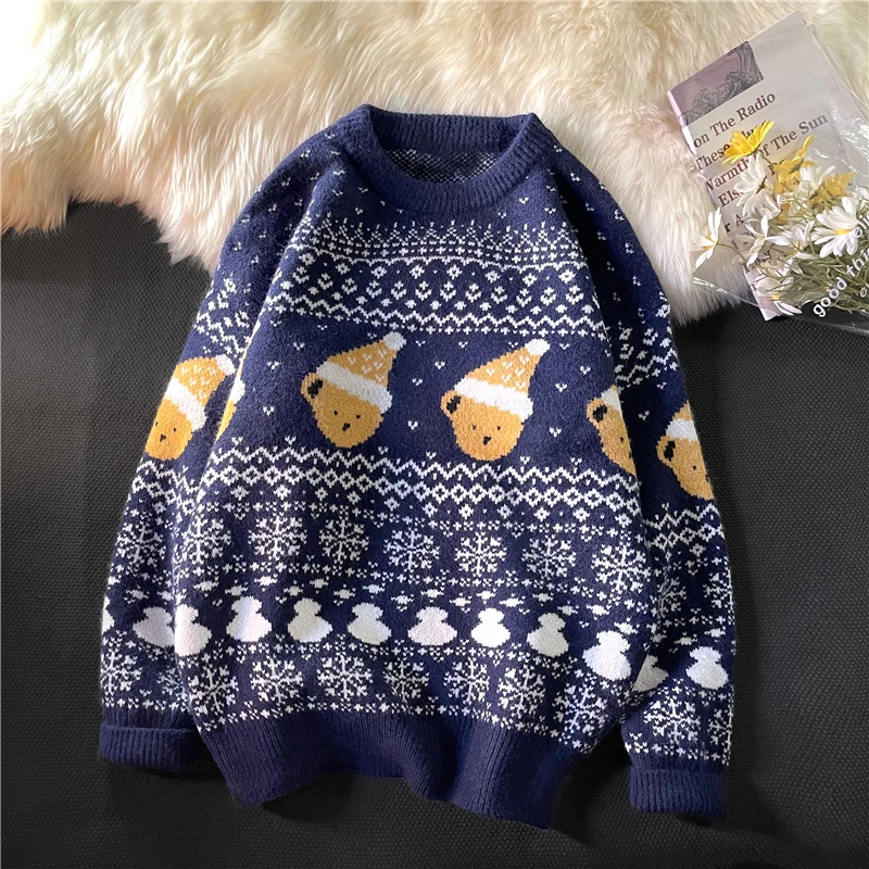

Men Women Sweater Autumn Casual Cartoon Printed Pullovers Lazy Style O-neck Harajuku Neutral Sweater Couple Pullovers Christmas