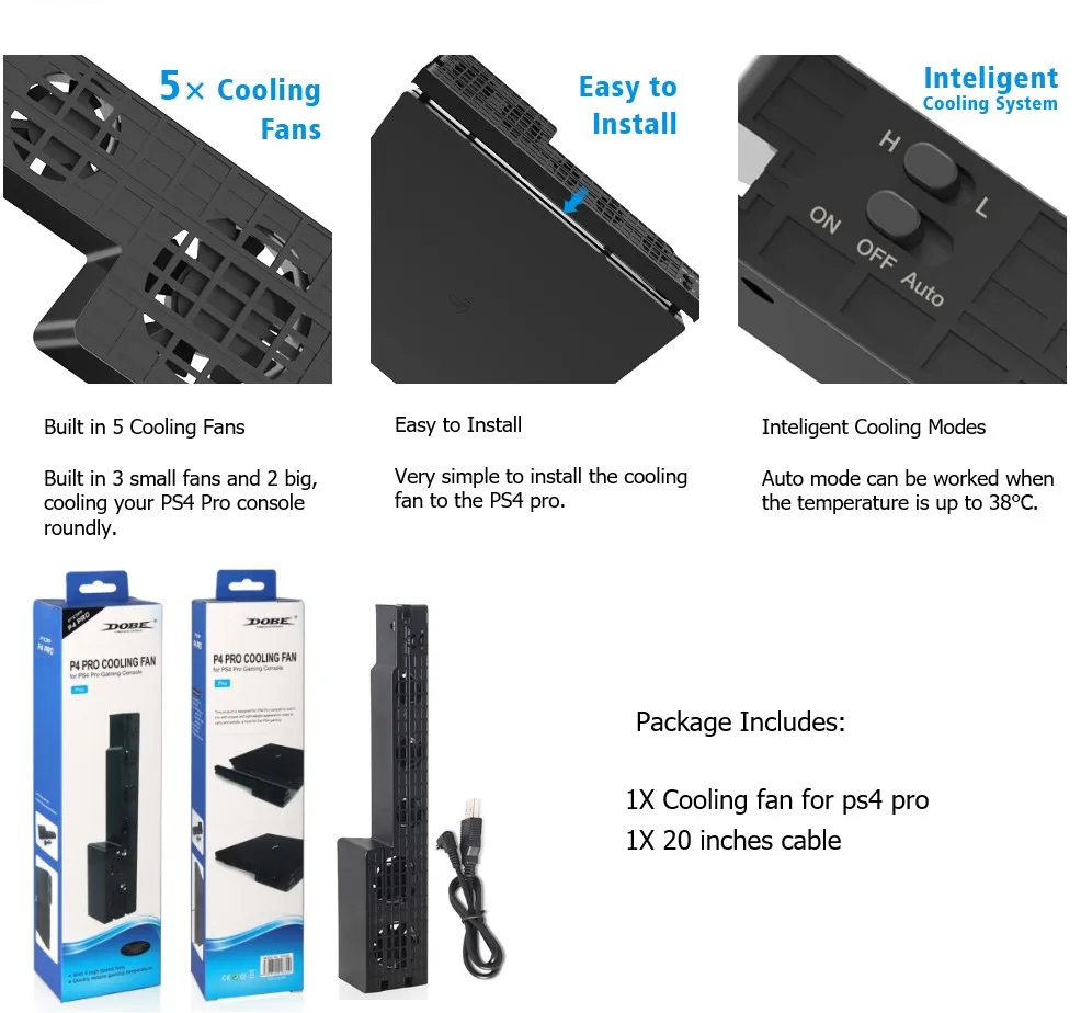 PS4 Pro, Play station 4 Pro охлаждающий вентилятор USB внешний 5-фанатов Супер Турбо Температура вентилятор охлаждения для PS4 Pro консоли