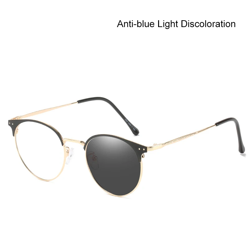 

Bluelight-blocking Glasses Flat Lens With Discoloration Retro Style Round Thin Frame For Computer Worker Women's Glasses Okulary
