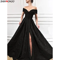 new black prom dress gorgeous tea length celebrity wedding party evening high quality floor formal ball gown vestidos de noche