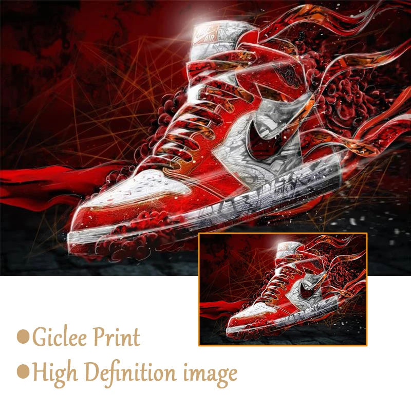 

Fashion Pop Sneakers Graffiti Art Canvas Painting Mural Poster Print Sport Shoes Street Art Cuadros Home Decoration Picture