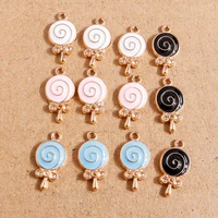 10pcs 1018mm kawaii enamel lollipop charm pendants for necklaces bracelets earrings keychain diy jewelry making decorations