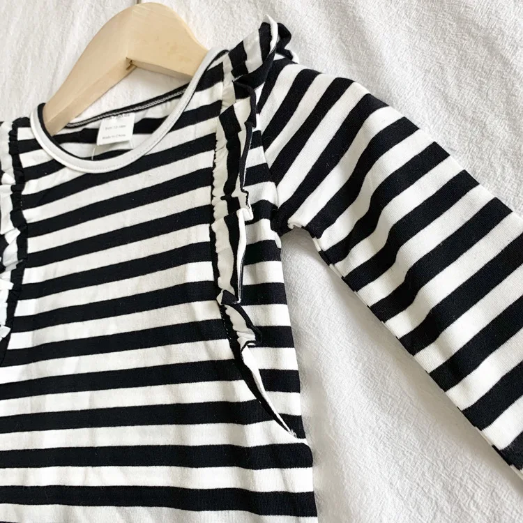 1-4Years Baby Kids Girls Cotton Striped Dress 2019 Autumn New Toddler Girl's Elegant Ruffles Fall Casual Clothes | Детская одежда и