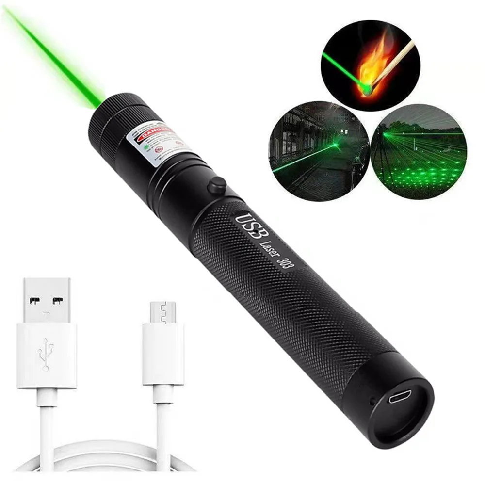 

Hunting High Power 532nm Green/Red/Purple Laser Pointer USB303 Handheld Rechargeable Adjustable Focus with Visible Mulitple Beam