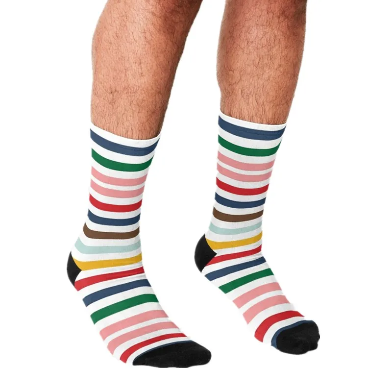 

Забавные мужские носки 2021, красочные рождественские полосатые мужские счастливые носки в стиле хип-хоп, милые мужские сумасшедшие носки в у...