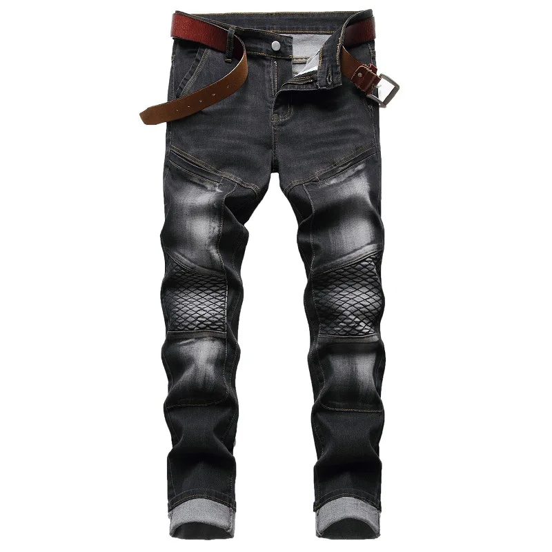 

2022 осень весна мужская уличная хип хоп панк стрейч скейтборд мото велосипед джинсы трендовые прямые джинсовые брюки