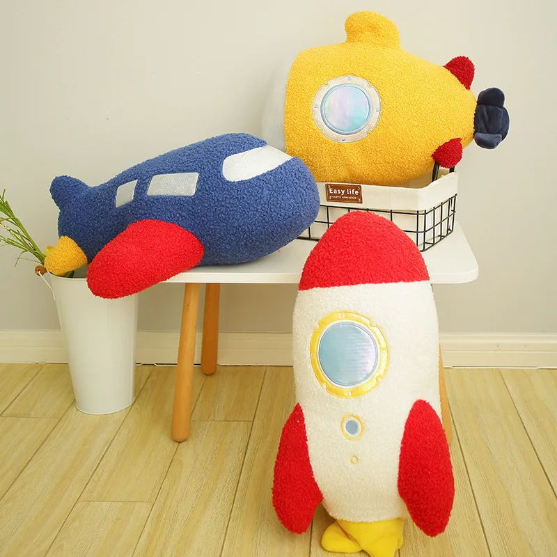

Creativity Cartoon Sky Rocket Airplane Submarine Doll Plush Toys Pillow Home Furnishings Sofa Bedside Cushion Holiday Gift New