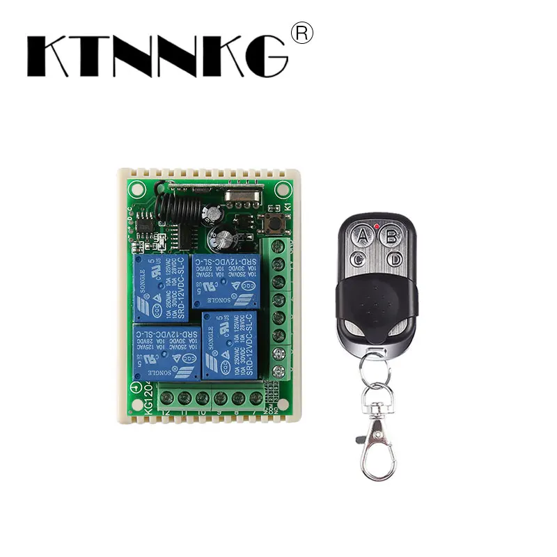 433 МГц Универсальный беспроводной пульт дистанционного управления DC 12 В 4 банды