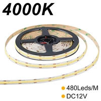 480ledsm dc12v 4000k ip20 9wm cob led strip 8mm pcb width