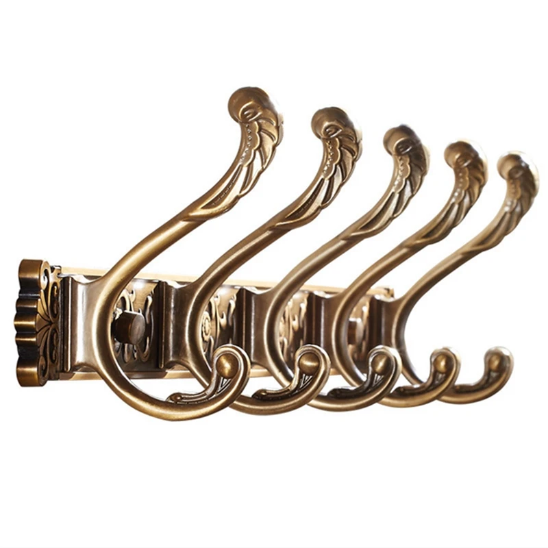 

Antique Brass Robe Hook Wall Mount Towel Holder Bathroom Accessories Organizer Luxury Clothes Hook Rack
