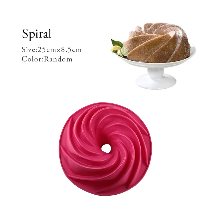 Spiral Случайный цвет силиконовый торт Круглой Формы Кухня Формы для выпечки DIY десерты выпечка плесень формы для торта, Мусса форма для выпечки Инструменты - Цвет: Spiral
