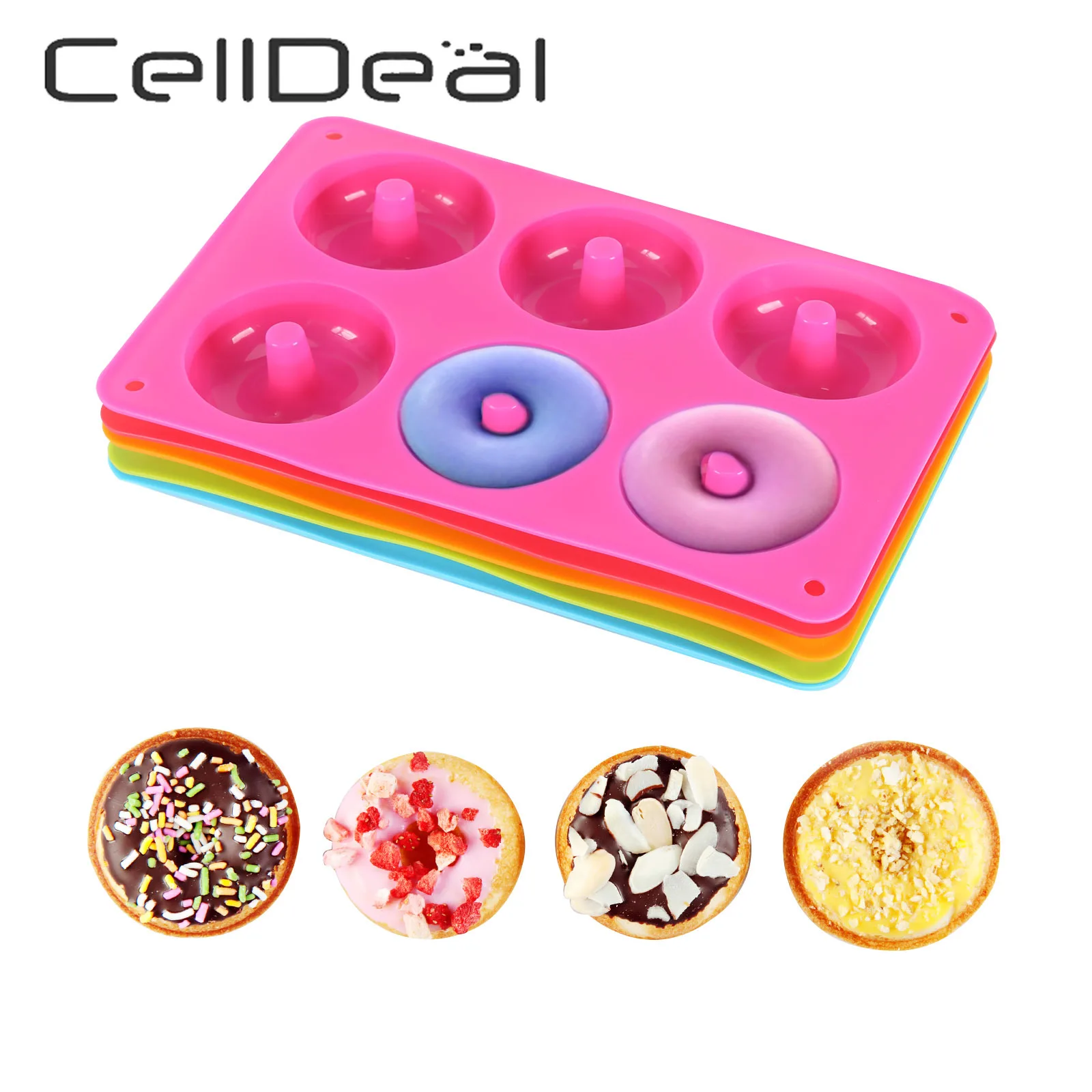

6-cavity Silicone Donut Mold Chocolate Biscuit Cake Making Tool Tray Baking 3D Donut Baking Pan Non-stick Reusable Kitchen Tool