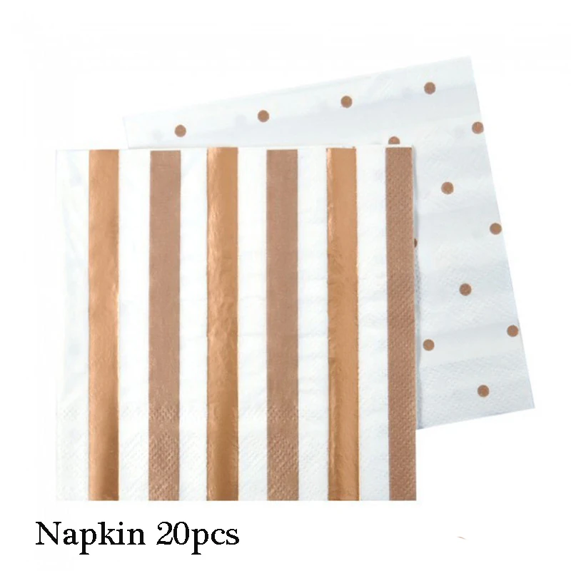 Napkin 20pcs Розовые, розовые, золотые вечерние одноразовые столовые приборы, бумажные тарелки, стаканчики, соломинки, салфетки, для детей, на день рождения, для малышей, вечерние, свадебные, декоративные принадлежности - Цвет: Napkin 20pcs
