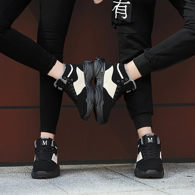 Мужская обувь повседневные теплые зимние кроссовки с плюшевой подкладкой