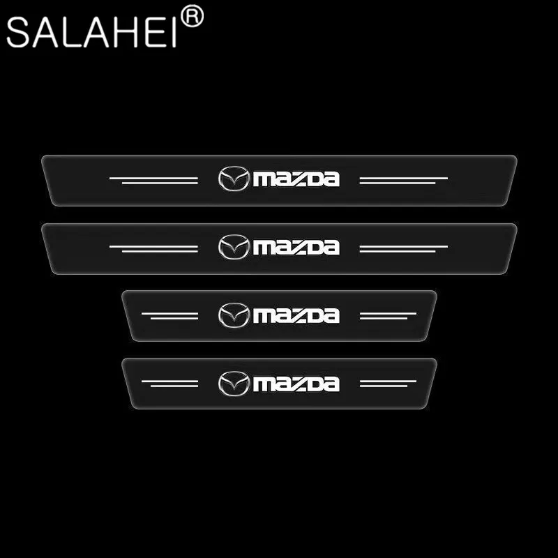 

4PCS Transparent Car Threshold Sill Plate Sticker For Mazda 3 Axela 2 Speed 6 Atenza MX5 323 CX5 CX30 CX3 CX7 CX9 RX8 RX7 626
