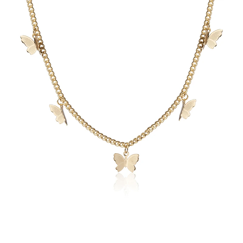 Temperament Butterfly Clavicle Chain Cute Choker Necklace Gold Statement Collar Female Best Shining Jewelry | Украшения и