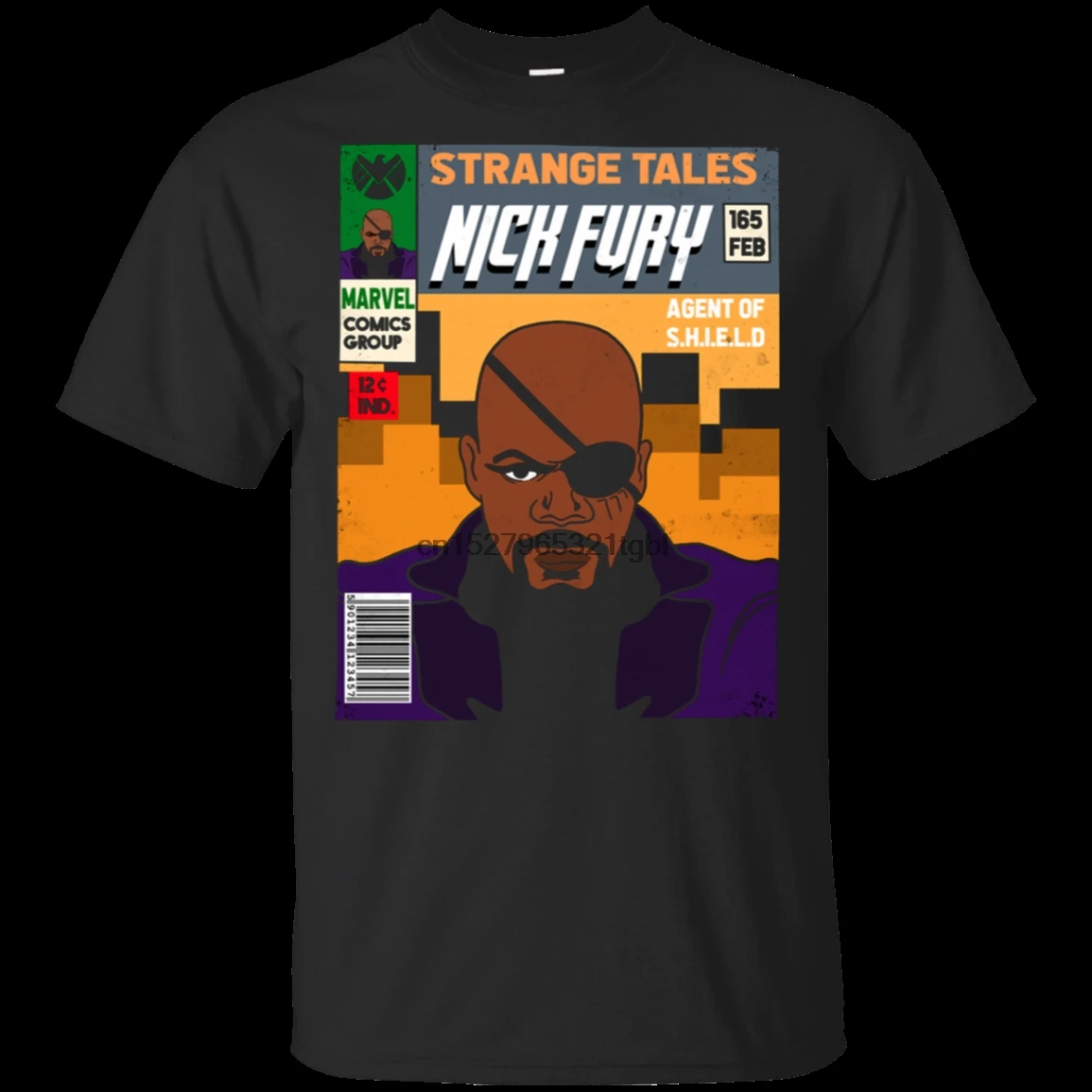 Футболка Nick Fury Agent Of Shield винтажная черная-темно-синяя короткая мужская-Женская