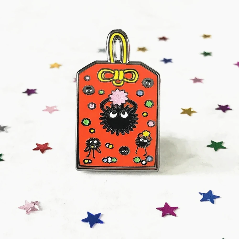 

Cute Cartoon Soots Elves Pocket Hard Enamel Pin Kawaii Soot Sprites Amulet Brooches Anime Spirited Away Fans Badge Jewelry Gifts