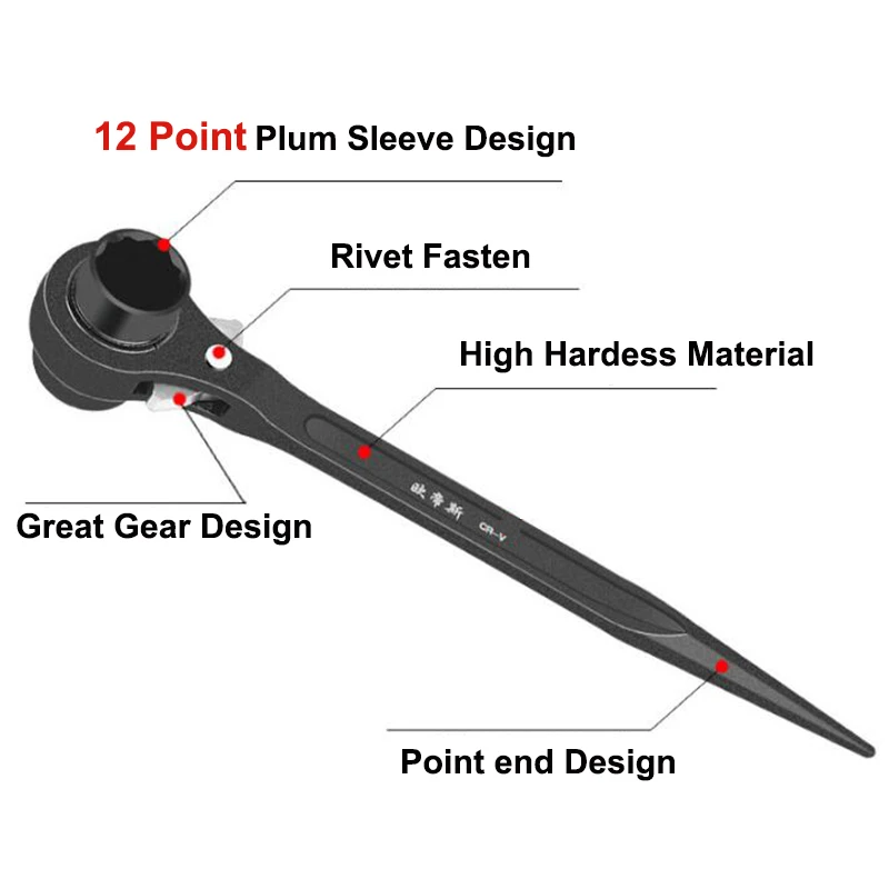 1 шт. Трещоточный ключ для строительных лесов гаечный конический торцевой