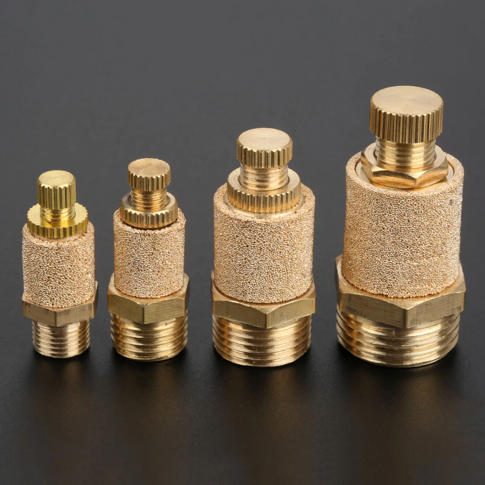 1Pc Brass Pneumatic Muffler Silencer Air Filter Flow Speed Controller Sintered 1/8&quot 1/4&quot 3/8&quot 1/2&quot Threaded SLL-01/02/03/04 -