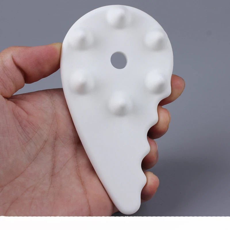 Ceramic Guasha Board Head Massage Facial Neck Scraping Plate Press Points Acupuncture Hand Pull Rib Instrument White | Красота и