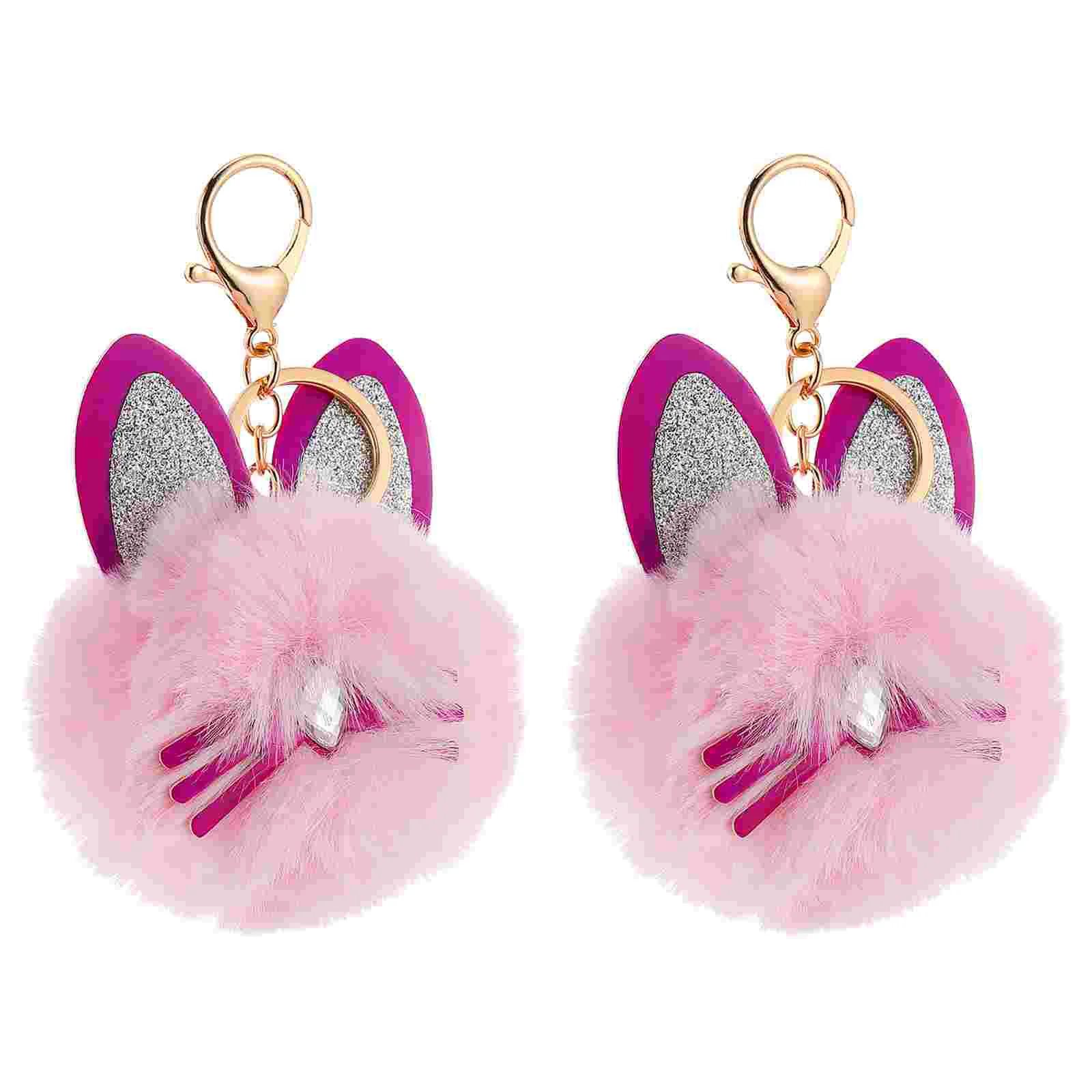 

2Pcs Cat Ear Key Chain Key Ring Pendant Car Bag Ornament Creative Keychain