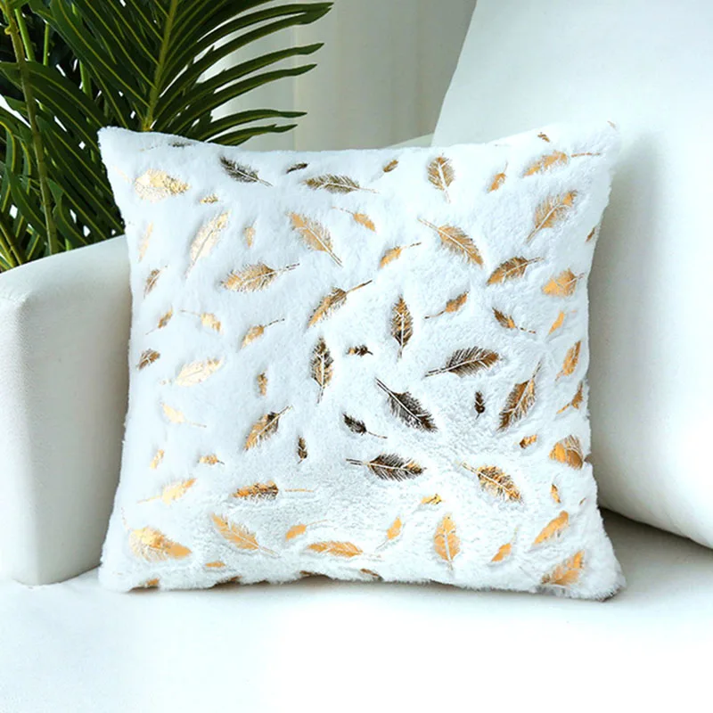 

Luxury Fur Cushion Covers 45*45 Home Plush Pillow Case Bed Room Pillowcases Car Seat Sofa Throw Pillow Covers Decorative Feather