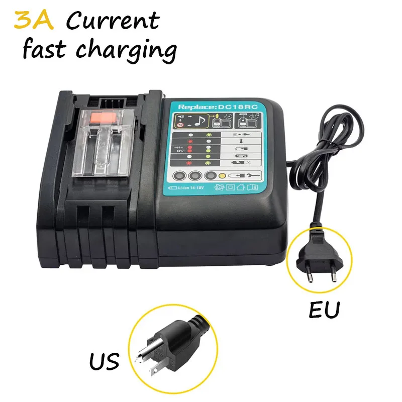 

Leelinci For Makita 18V 5.0AH/6.0Ah Rechargeable Power Tools Battery With LED Li-Ion Replacement BL1860B BL1860BL1850 + charger