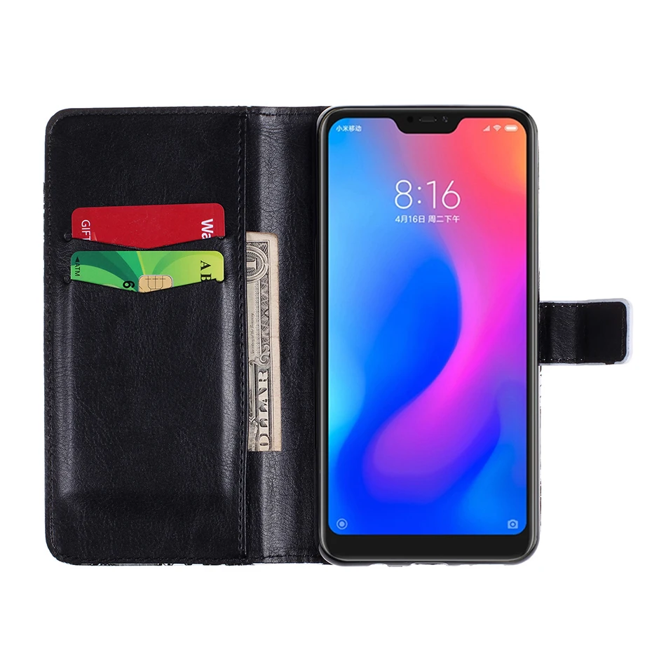 Для iphone 7 5S, роскошный флип-кошелек, кожаный чехол для Xiaomi mi 8 6X A2 Y1 Lite, чехол для телефона для Red mi 6A 6 Note 4X5 Pro 6