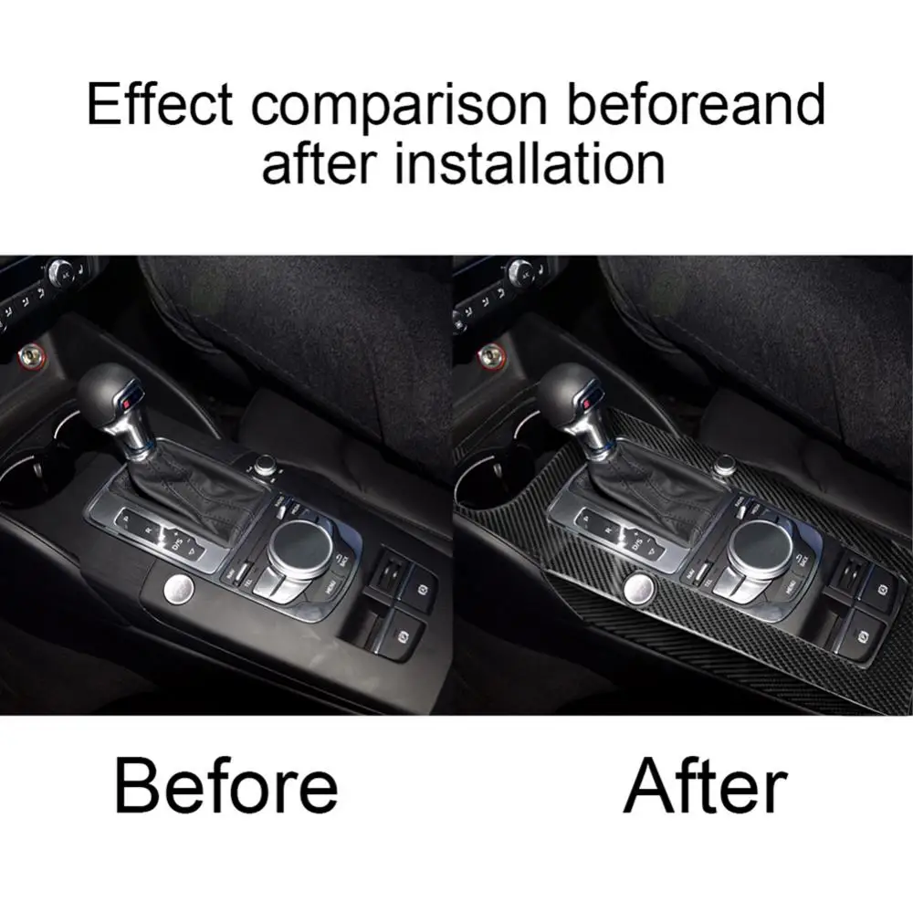 

55%HOT 3Pcs Left Car Two Holes with One Key Gear Shift Panel Stickers Decor for Audi A3