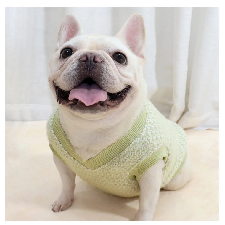 

French Bulldog clothes V-neck vest thick autumn winter fat dog Pug Corgi Teddy Puppy Clothing Outfits Small dog Clothes