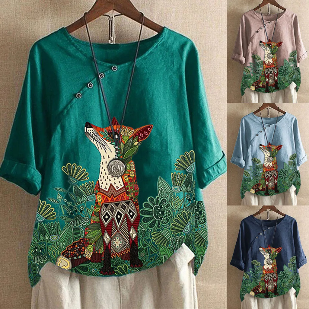 Женская футболка в стиле харадзюку свободная из хлопка и льна с круглым вырезом