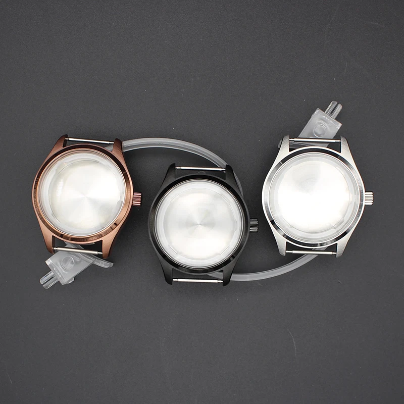 40mm Cases 316L Stainless Steel Men's Watches Case For Seiko nh35 nh36 Dial Movement Accessories Parts Silvery Black Khaki